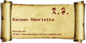 Kerpen Henrietta névjegykártya